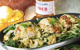 Sheet-Pan Lemony Apple Cider Chicken